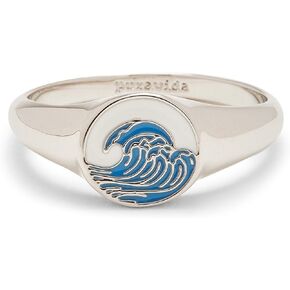 Pura Vida Silver-Plated Make Waves Stackable Signet Ring - Brass Base, Stylish Design - Sizes 5-9
