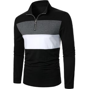 SOLY HUX Men's Color Block T Shirts Half Zip Long Sleeve Casual Tee Tops