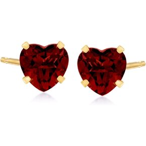 Ross-Simons 4.50 ct. t.w. Garnet Heart Martini Stud Earrings in 14kt Yellow Gold