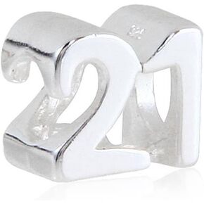 Milestones Number 21 Charm Sterling Silver 21st Birthday Bead for Snake Chain Bracelet