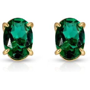 Galaxy Gold GG 14K Solid Yellow Gold Stud Earrings with Lab. Grown Emerald Grade AAA in Kuwait