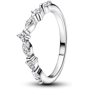 Pandora Wish Sparkling Alternating Ring - Modern Style Silver Ring for Women - Layering or Stackable Ring - Gift for Her - Sterling Silver with Clear Cubic Zirconia - With Gift Box
