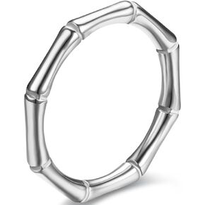 Jude Jewelers 3mm Stainless Steel Classic Plain Bamboo Style Stackable Wedding Band Ring