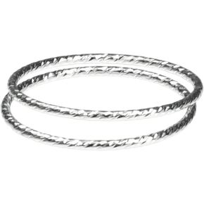 uGems 2 Sterling Silver Sparkle Stacking Rings Assorted Sizes