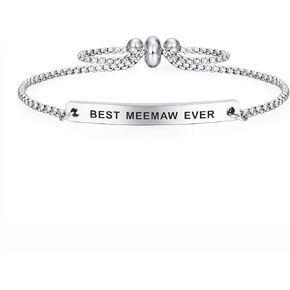 SOUSYOKYO Meemaw Bracelet Jewelry, Best Meemaw Ever Birthday Gift Ideas, Love Meemaw Mother's Day Gifts Christmas