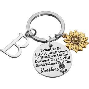 Asqunpin Sunflower Gifts Initial Charm Keychain - I Want to be Like a Sunflower Inspirational Spiritual Gift for Her in Kuwait