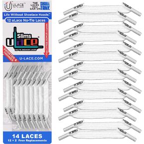 uLace Slims No-Tie Shoelaces - Elastic Shoe Laces for Sneakers | Stretchy, Elastic Laces | Easy Installation - 14 Laces