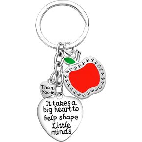 Teacher Appreciation Gift It Takes A Big Heart To Help Shape Little Minds Heart Charms Keychain