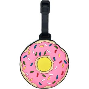Luggage Tags Cute Anime Cartoon Animal Food Colorful Silicone ID Tags for Suitcases Bags Travel Perfect for Teens Adults (Doughnut)