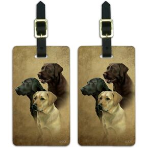 Labrador Retriever Trio Dogs Portrait Luggage ID Tags Carry-On Cards - Set of 2