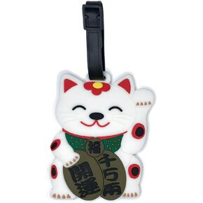 Luggage Tags Japanese Style Cute Anime Cartoon Animal Colorful Silicone ID Tags for Suitcases Bags Travel Perfect for Teens Adults (Maneki Neko-A)