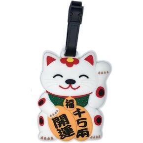 Luggage Tags Japanese Style Cute Anime Cartoon Animal Colorful Silicone ID Tags for Suitcases Bags Travel Perfect for Teens Adults (Maneki Neko-A)