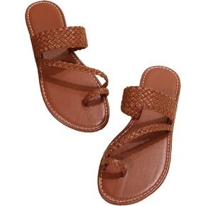 GORGLITTER Women's Braided Strappy Flat Sandals Cross Strap Slide Thong Sandals in Saudi Arabia