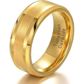 Newshe Tungsten Rings for Men Mens Wedding Bands for Him Groove Ring Carbide Blue Line 8mm Size 8-12