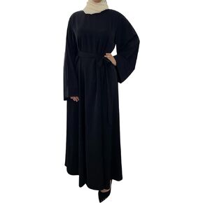 IKADEX Prayer Dress Muslim Woman Abaya with Belt Dubai Kaftan Pakistani Turkish Arabic Islamic Dresses
