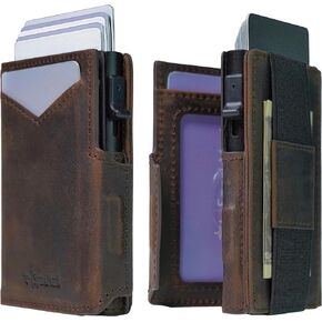 SparkMark Slim Bifold Pop Up Wallets for Men & Women - RFID Blocking Credit Card Holder with Magnetic Closure - Thin Leather Front Pocket Metal Case with Gift Box in Saudi Arabia