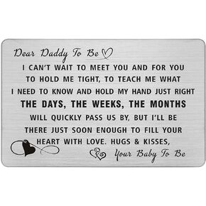 DEGASKEN Soon to Be Dad New Father Gifts - Daddy I Cant Wait to Meet You - First Time Fathers Day Card, Engraved Wallet Card