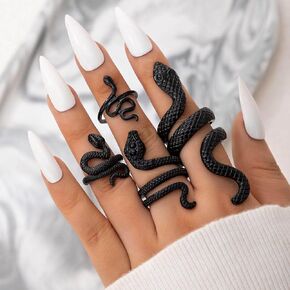 Clataly Vintage Snake Ring Set Animal Finger Joint Rings Stackable Knuckle Rings Jewelry for Women and Girls(Pack of 4)