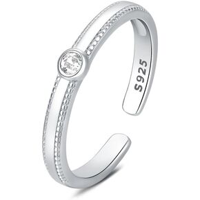 CYCUFF 925 Sterling Silver Ring for Women Teen Girls, Open Twist Adjustable Ring Stacking Ring Gift for Women Girls