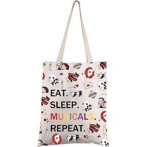 FEELMEM Opera Phantom Drama Gift Eat Sleep Musicals Repeat Theatre Tote Bag Theater Gift Phantom's Mask Musical Fans Gift