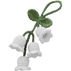 1Pc White Creative Knitted Orchid Flower Keychain Charms Crochet Flower Pendant for Car Key Supplies Mini Macrame Keychains Boho Macrame Bag Charms or Phone Wallet, Car Keychains Car Accessories