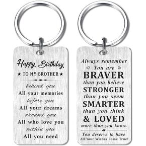 HYHYDHP Brother Birthday Gifts Keychain - Happy Birthday Gifts for Brother Adult Bro Bday Ideas