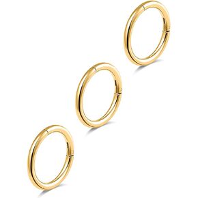 Fxiqini 3Pcs Hoop Nose Rings 316L Stainless Steel Septum Tragus Cartilage Lip Daith Piercing Jewelry for Women Men 14G 16G 18G SilverGoldBlack Rose GoldBlueRainbow