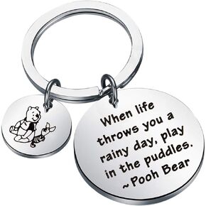 FUSTMW Poooh Bear Gifts Keychain Inspirational Gift Friendship Keychain Birthday Gift You are Braver Stronger Smarter