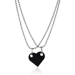 Caiyao 2Pcs Red Love Heart Brick Beads Chian Pendant Necklace for Women Men Girl Boy Best Friend Detachable Peach Heart Friendship BFF Necklace Valentine's Day Jewelry Gift