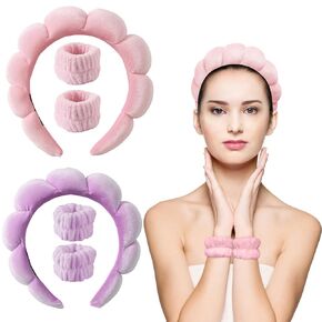 Towel Fleece Makeup Headband,Spa Headband For Washing Face, Skincare Headbands With Sponge Filling, Soft And Absorbent Headband For Women's Beauty And Skin Care-Black