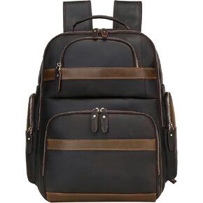 Genuine Leather Backpack for Men Vintage 15.6 Inch Laptop Backpack with USB Charging Port,Travel Business Durable Daypack
