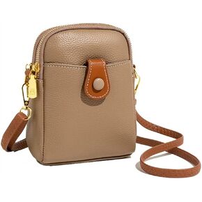 Mudono Small Crossbody Bag for Women Genuine Leather Cell Phone Purse Lightweight Shoulder Bag Vintage Daily Wallet Bag