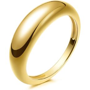 Me&Hz Chunky Gold Rings for Women Puffy Thin Dome Rings 14K Gold Plated Stackable Simple Band Ring Statement Gold Silver Rings for Girls Minimalist Bold Rings Dupes