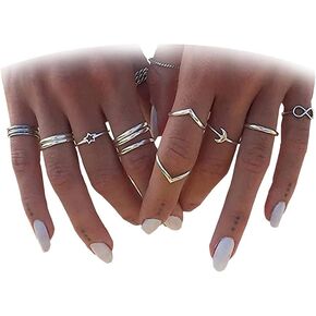 Long tiantian Stocking Stuffers for Teens Rings for Teens Girls Gifts Trendy Stuff Stackable Rings Sets for Women Vintage Knuckle Rings Teen Girls Gifts Stocking Stuffers for Christmas Gifts 2023