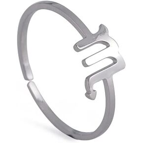 Amaxer 12 Zodiac Signs Constellation Ring Jewelry Stainless Steel Astrology Horoscope Adjustable Finger Ring Band Jewelry For Women Girl