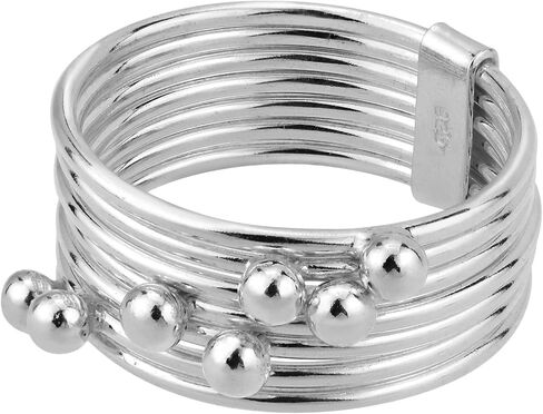AeraVida Meaningful Interlocked Rings Seven Day .925 Sterling Silver Ring in Saudi Arabia
