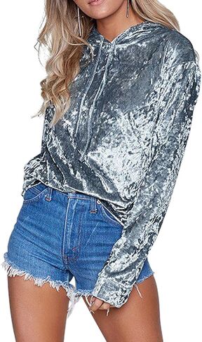 Just Quella Women Steel Velvet Jumper Soft Hoodie 8952 in Kuwait