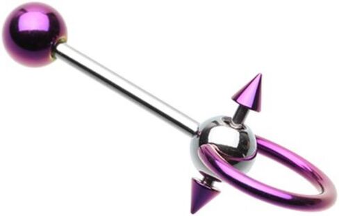Colorline PVD Double Spike 316L الفولاذ الجراحي WildKlass Slave Barbell Ring in Kuwait