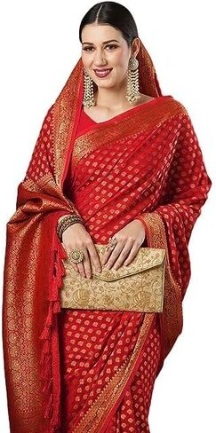 Saree For Women's Woven Design Kanjeevaram Saree With Unstitched Blouse Piece (Multicolor) in Saudi Arabia