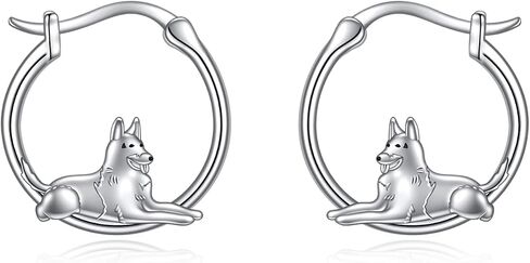 YFN German Shepherd Earrings Sterling Silver German Shepherd Hoop Huggie Earrings German Shepherd Jewelry For Women Girls German Shepherd Gifts For German Shepherd Lovers in Saudi Arabia