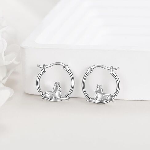 YFN German Shepherd Earrings Sterling Silver German Shepherd Hoop Huggie Earrings German Shepherd Jewelry For Women Girls German Shepherd Gifts For German Shepherd Lovers in Saudi Arabia