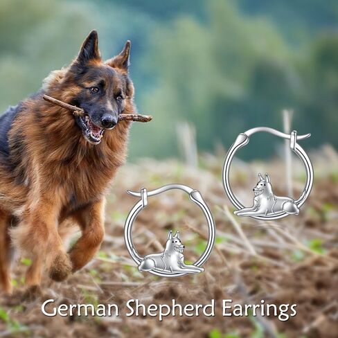 YFN German Shepherd Earrings Sterling Silver German Shepherd Hoop Huggie Earrings German Shepherd Jewelry For Women Girls German Shepherd Gifts For German Shepherd Lovers in Saudi Arabia