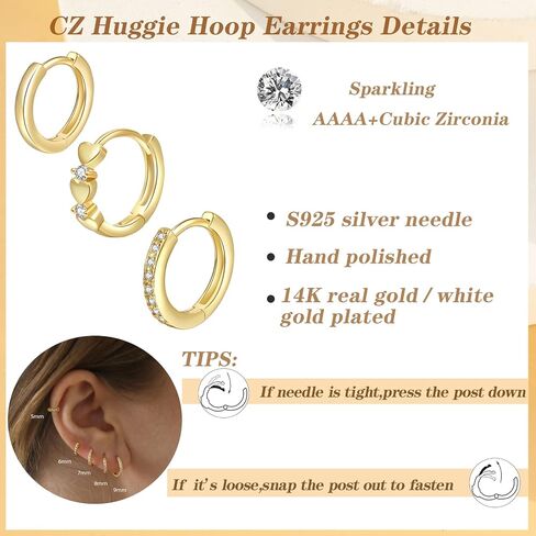 Senteria Small Huggie Hoop Earrings for Women Silver 14K Gold Plated Small Gold Hoop Earrings Tiny Huggie Hoop Earrings in Saudi Arabia