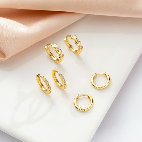Senteria Small Huggie Hoop Earrings for Women Silver 14K Gold Plated Small Gold Hoop Earrings Tiny Huggie Hoop Earrings in Saudi Arabia