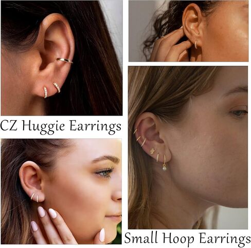 Senteria Small Huggie Hoop Earrings for Women Silver 14K Gold Plated Small Gold Hoop Earrings Tiny Huggie Hoop Earrings in Saudi Arabia