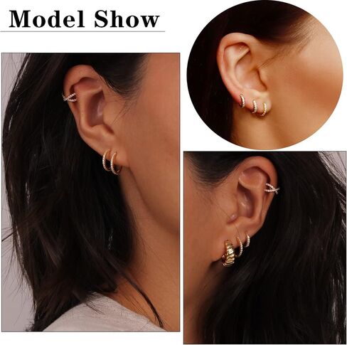 Senteria Small Huggie Hoop Earrings for Women Silver 14K Gold Plated Small Gold Hoop Earrings Tiny Huggie Hoop Earrings in Saudi Arabia