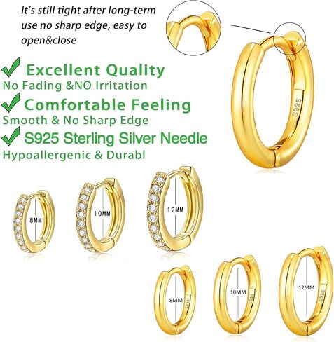 Senteria Small Huggie Hoop Earrings for Women Silver 14K Gold Plated Small Gold Hoop Earrings Tiny Huggie Hoop Earrings in Saudi Arabia