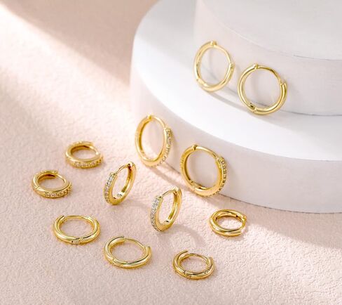 Senteria Small Huggie Hoop Earrings for Women Silver 14K Gold Plated Small Gold Hoop Earrings Tiny Huggie Hoop Earrings in Saudi Arabia