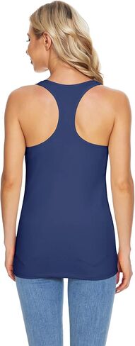 TAIPOVE تانك القمم قمصان الجري مع حمالة صدر مدمجة من القطن اليوغا الرياضية للنساء صالة Strappy ملابس نشطة 2 حزم النعناع / البحرية in Kuwait