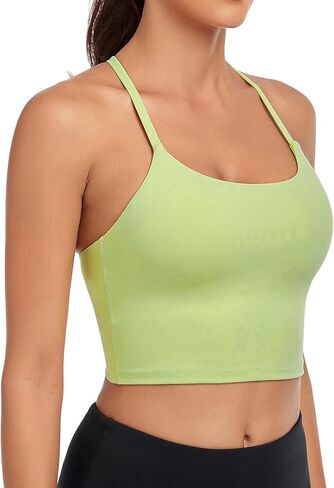 حمالة صدر رياضية مبطنة للسيدات من Lemedy Longline Strappy Back وتمارين اليوجا بدون أكمام in Kuwait